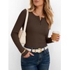 image:imageANRABESS Womens Long Sleeve Henley Tops  Ribbed Knit Shirts Slim Fit Stretchy Soft Breathable Fabric Fall Winter Layer Casual Work Travel VacationEvery Day WearBrown