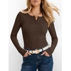 image:imageANRABESS Womens Long Sleeve Henley Tops  Ribbed Knit Shirts Slim Fit Stretchy Soft Breathable Fabric Fall Winter Layer Casual Work Travel VacationEvery Day WearBrown