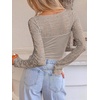 image:imageANRABESS Womens Long Sleeve Shirts Scoop Neck Lace Going Out Tops Slim Fit Rib Knit Casual Blouses 2026 Fall Fashion OutfitsBeige