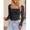 image:imageANRABESS Womens Long Sleeve Shirts Scoop Neck Lace Going Out Tops Slim Fit Rib Knit Casual Blouses 2026 Fall Fashion OutfitsBlack