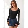 image:imageANRABESS Womens Long Sleeve Shirts Scoop Neck Lace Going Out Tops Slim Fit Rib Knit Casual Blouses 2026 Fall Fashion OutfitsBlack