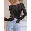 image:imageANRABESS Womens Long Sleeve Shirts Scoop Neck Lace Going Out Tops Slim Fit Rib Knit Casual Blouses 2026 Fall Fashion OutfitsBlack