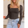 image:imageANRABESS Womens Long Sleeve Shirts Scoop Neck Lace Going Out Tops Slim Fit Rib Knit Casual Blouses 2026 Fall Fashion OutfitsCoffee