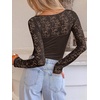 image:imageANRABESS Womens Long Sleeve Shirts Scoop Neck Lace Going Out Tops Slim Fit Rib Knit Casual Blouses 2026 Fall Fashion OutfitsCoffee