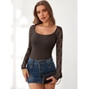 image:imageANRABESS Womens Long Sleeve Shirts Scoop Neck Lace Going Out Tops Slim Fit Rib Knit Casual Blouses 2026 Fall Fashion OutfitsCoffee