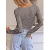 image:imageANRABESS Womens Long Sleeve Shirts Scoop Neck Lace Going Out Tops Slim Fit Rib Knit Casual Blouses 2026 Fall Fashion OutfitsDark Khaki