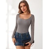image:imageANRABESS Womens Long Sleeve Shirts Scoop Neck Lace Going Out Tops Slim Fit Rib Knit Casual Blouses 2026 Fall Fashion OutfitsDark Khaki