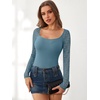 image:imageANRABESS Womens Long Sleeve Shirts Scoop Neck Lace Going Out Tops Slim Fit Rib Knit Casual Blouses 2026 Fall Fashion OutfitsGrey Blue