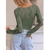 image:imageANRABESS Womens Long Sleeve Shirts Scoop Neck Lace Going Out Tops Slim Fit Rib Knit Casual Blouses 2026 Fall Fashion OutfitsSage Green
