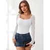 image:imageANRABESS Womens Long Sleeve Shirts Scoop Neck Lace Going Out Tops Slim Fit Rib Knit Casual Blouses 2026 Fall Fashion OutfitsWhite