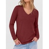 image:imageANRABESS Womens Long Sleeve Spacer Tops  Soft Heavy Stretchy Fabric V Neck Basic Tee Shirt Fall Winter Layer Versatile Casual Work Office Travel Daily Wear ClothesDark Red