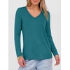 image:imageANRABESS Womens Long Sleeve Spacer Tops  Soft Heavy Stretchy Fabric V Neck Basic Tee Shirt Fall Winter Layer Versatile Casual Work Office Travel Daily Wear ClothesTeal Blue