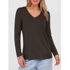 image:imageANRABESS Womens Long Sleeve Spacer Tops  Soft Heavy Stretchy Fabric V Neck Basic Tee Shirt Fall Winter Layer Versatile Casual Work Office Travel Daily Wear ClothesDark Brown