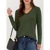 image:imageANRABESS Womens Long Sleeve Spacer Tops  Soft Heavy Stretchy Fabric V Neck Basic Tee Shirt Fall Winter Layer Versatile Casual Work Office Travel Daily Wear ClothesArmy Green