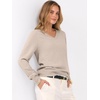 image:imageANRABESS Womens Long Sleeve V Neck Sweaters 2026 Fall Casual Classic Soft Loose Fit Basic Pullover Jumper TopAlmond