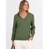image:imageANRABESS Womens Long Sleeve V Neck Sweaters 2026 Fall Casual Classic Soft Loose Fit Basic Pullover Jumper TopArmy Green
