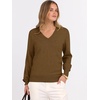 image:imageANRABESS Womens Long Sleeve V Neck Sweaters 2026 Fall Casual Classic Soft Loose Fit Basic Pullover Jumper TopCaramel