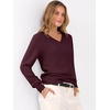 image:imageANRABESS Womens Long Sleeve V Neck Sweaters 2026 Fall Casual Classic Soft Loose Fit Basic Pullover Jumper TopDark Red