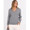image:imageANRABESS Womens Long Sleeve V Neck Sweaters 2026 Fall Casual Classic Soft Loose Fit Basic Pullover Jumper TopGrey