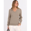 image:imageANRABESS Womens Long Sleeve V Neck Sweaters 2026 Fall Casual Classic Soft Loose Fit Basic Pullover Jumper TopLight Camel
