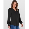 image:imageANRABESS Womens Puff Long Sleeve Shirts V Neck Loose TShirts Dressy Casual Work Blouses 2026 Fall Tops Trendy ClothesBlack