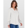 image:imageANRABESS Womens Puff Long Sleeve Shirts V Neck Loose TShirts Dressy Casual Work Blouses 2026 Fall Tops Trendy ClothesWhite