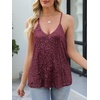 image:imageANRABESS Womens Sequin Tank Tops Sparkle Glitter Shirts Sexy Party Shimmer Camisole Sleeveless V Neck Summer Going Out VestBurgundy