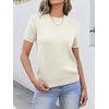 image:imageANRABESS Womens Short Sleeve Sweaters Wool Blend Crew Neck Sweater Shirts Business Casual Work Tops 2026 Summer OutfitsOffwhite