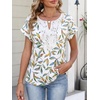 image:imageANRABESS Womens Short Sleeve Tops Boho V Neck Lace Shirts Dressy Casual Blouses Summer Cute Tunic 2026 Trendy Fashion ClothesLeaf Print