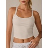 image:imageANRABESS Womens Sleeveless Crop Tops Soft Ribbed Y Back Tank Tops Summer Camisole for Going Out Athletic Gym and WorkoutOatmeal