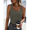 image:imageANRABESS Womens Sleeveless Scoop Neck Tank Tops 2026 Summer Casual Basic Slim Fit Ribbed Knit Racerback Workout Cami ShirtsArmy Green