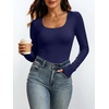 image:imageANRABESS Womens Square Neck Long Sleeve Shirts Comfy Double Lined Slim Fitted Tops Fall Basic Tees for Going Out amp CasualNavy Blue