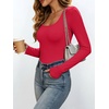 image:imageANRABESS Womens Square Neck Long Sleeve Shirts Comfy Double Lined Slim Fitted Tops Fall Basic Tees for Going Out amp CasualRed