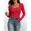 image:imageANRABESS Womens Square Neck Long Sleeve Shirts Comfy Double Lined Slim Fitted Tops Fall Basic Tees for Going Out amp CasualRed