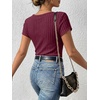 image:imageANRABESS Womens Square Neck Tops Soft Lightweight Rib Knit Sweater Short Sleeve Slim Fit Shirts Summer Casual Outfits 2026Burgundy
