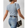 image:imageANRABESS Womens Square Neck Tops Soft Lightweight Rib Knit Sweater Short Sleeve Slim Fit Shirts Summer Casual Outfits 2026Light Blue