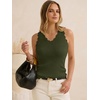 image:imageANRABESS Womens Summer Tank Tops Wool Blend V Neck Ruffle Sleeveless Sweater Fitted Casual Going Out Work Travel ShirtsArmy Green