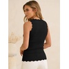 image:imageANRABESS Womens Summer Tank Tops Wool Blend V Neck Ruffle Sleeveless Sweater Fitted Casual Going Out Work Travel ShirtsBlack