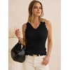 image:imageANRABESS Womens Summer Tank Tops Wool Blend V Neck Ruffle Sleeveless Sweater Fitted Casual Going Out Work Travel ShirtsBlack