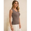 image:imageANRABESS Womens Summer Tank Tops Wool Blend V Neck Ruffle Sleeveless Sweater Fitted Casual Going Out Work Travel ShirtsCoffee