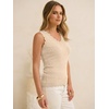 image:imageANRABESS Womens Summer Tank Tops Wool Blend V Neck Ruffle Sleeveless Sweater Fitted Casual Going Out Work Travel ShirtsParchment