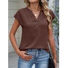 image:imageANRABESS Womens Summer TopsCap Sleeve V Neck Loose Fit Henley ShirtsDressy Casual for Work Business amp Daily Trendy OutfitsCoffee