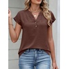 image:imageANRABESS Womens Summer TopsCap Sleeve V Neck Loose Fit Henley ShirtsDressy Casual for Work Business amp Daily Trendy OutfitsCoffee