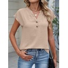 image:imageANRABESS Womens Summer TopsCap Sleeve V Neck Loose Fit Henley ShirtsDressy Casual for Work Business amp Daily Trendy OutfitsParchment
