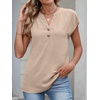 image:imageANRABESS Womens Summer TopsCap Sleeve V Neck Loose Fit Henley ShirtsDressy Casual for Work Business amp Daily Trendy OutfitsParchment