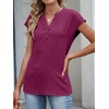 image:imageANRABESS Womens Summer TopsCap Sleeve V Neck Loose Fit Henley ShirtsDressy Casual for Work Business amp Daily Trendy OutfitsPurple Red