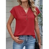 image:imageANRABESS Womens Summer TopsCap Sleeve V Neck Loose Fit Henley ShirtsDressy Casual for Work Business amp Daily Trendy OutfitsRed