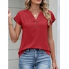 image:imageANRABESS Womens Summer TopsCap Sleeve V Neck Loose Fit Henley ShirtsDressy Casual for Work Business amp Daily Trendy OutfitsRed