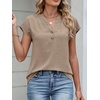 image:imageANRABESS Womens Summer TopsCap Sleeve V Neck Loose Fit Henley ShirtsDressy Casual for Work Business amp Daily Trendy OutfitsYellow Khaki