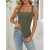 image:imageANRABESS Womens Tank Tops Square Neck Thick Straps Sleeveless Summer Slim Fit Shirts Knit Basic Tee Work amp Vacation ClothesArmy Green